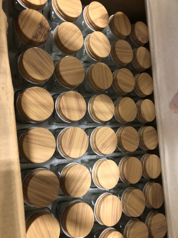 Photo 2 of Woisut Spice Jars with Labels, 24 Pcs Glass Spice Jars with Bamboo Lids 4 oz Seasoning Organizer, Empty Spice Containers Bottles Set with Reusable label, Shaker Lid and Collapsible Funnel