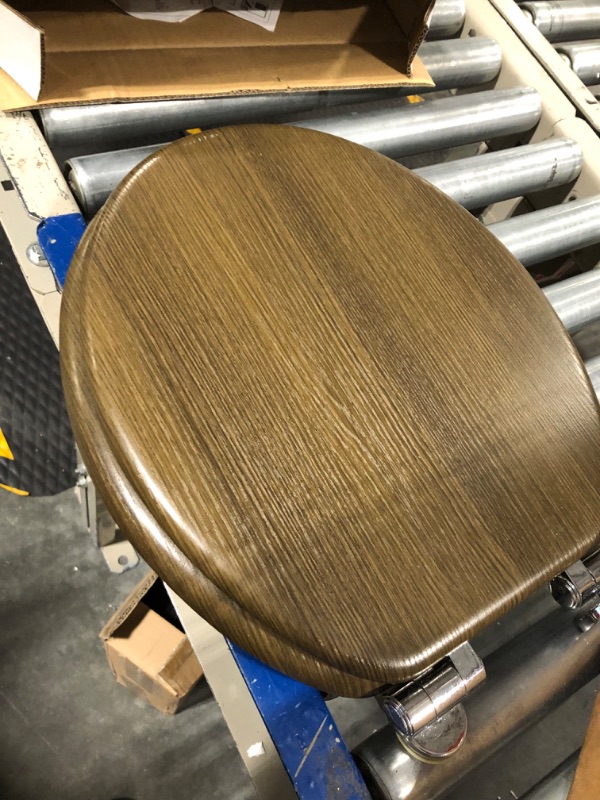 Photo 3 of Angel Shield Toilet Seat Round Wood with Slow Close,Easy Clean,Quick-Release Hinges (Round,Dark Walnut) Round-16.5" Dark Walnut