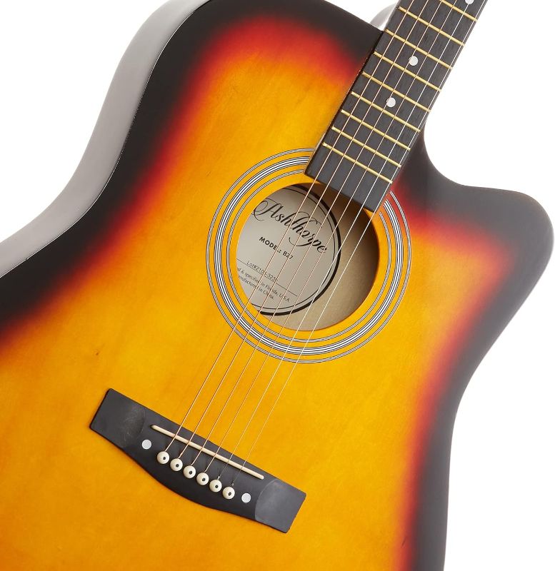 Photo 1 of Ashthorpe 41-inch Beginner Cutaway Acoustic Guitar Package (Sunburst), Full Size Basic Starter Kit w/Gig Bag, Strings, Strap, Tuner, Picks