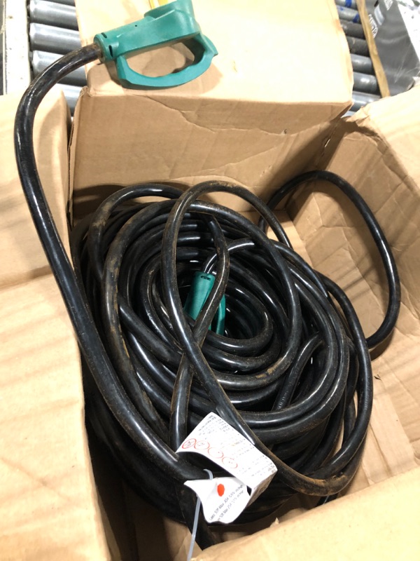 Photo 1 of 25 FT 50 Amp RV/EV Extension Cord Outdoor, 4 Prong Flexible Heavy Duty 6/3+8/1 Gauge STW RV Power Cord Waterproof with Cord Organizer, NEMA 14-50P to 14-50R, Black-Green, ETL PlugSaf 25 FT - 50A Green