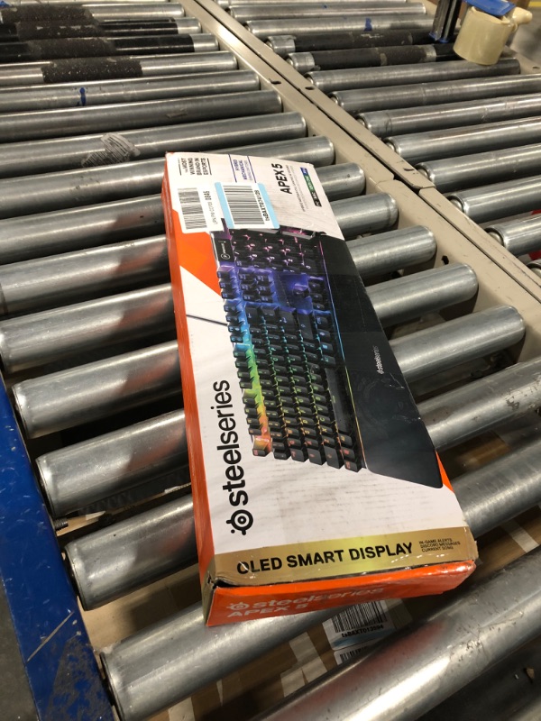 Photo 2 of SteelSeries Apex 5 Hybrid Mechanical Gaming Keyboard – Per-Key RGB Illumination – Aircraft Grade Aluminum Alloy Frame – OLED Smart Display (Hybrid Blue Switch) Hybrid Blue – Tactile & Clicky Apex 5