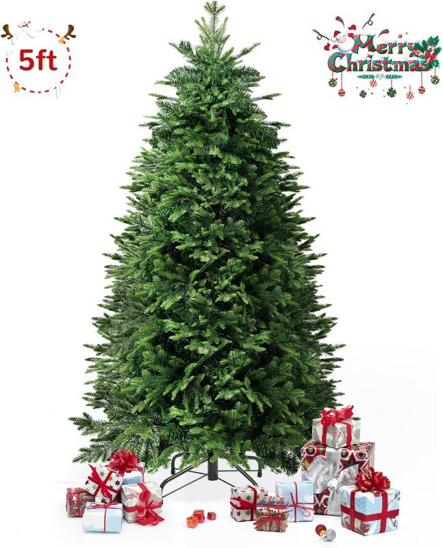 Photo 1 of 5Ft Christmas Tree Artificial Christmas Tree Mini Xmas Pine Tree Fake Fluffy Xmas Trees Holiday Decoration with Metal Foldable Stand 17.8Inch