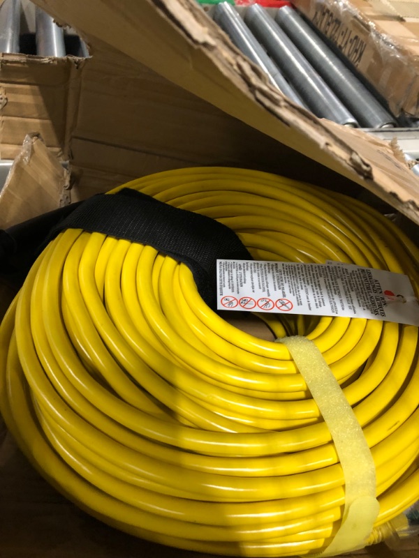 Photo 2 of 200 ft 12/3 Outdoor Extension Cord Waterproof Heavy Duty with Lighted End 12 Gauge 3 Prong, Flexible Cold-Resistant Long Power Cord Outside, 15Amp 1875W SJTW Yellow ETL Listed POWGRN 200FT 12/3 Yellow