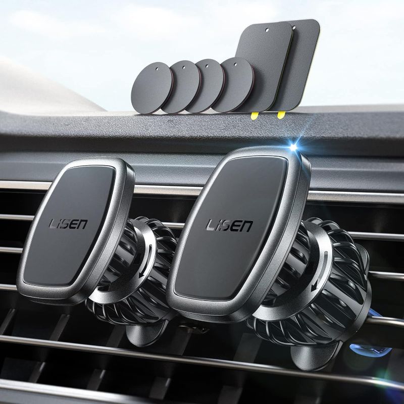 Photo 1 of LISEN 2 Pack Magnetic Phone Holder for Your Car Mount 6 Military Magnets Car Phone Holder Mount Hands-Free Vent Cell Phone Holder Mount for Car Plate Fit All iPhone 15/14/13 Pro Max Plus Samsung
