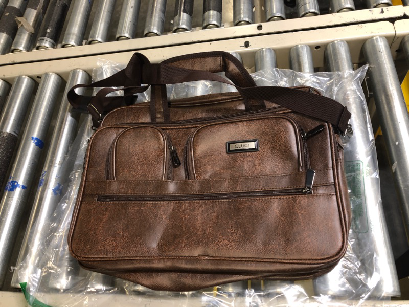 Photo 3 of ***ITEM IS BROWN***

CLUCI  Briefcase for Men Large Capacity 15.6 Inch Laptop Business Travel Shoulder Bag Pleather Brown