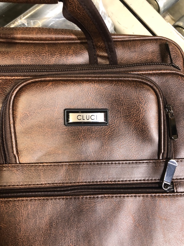 Photo 5 of ***ITEM IS BROWN***

CLUCI  Briefcase for Men Large Capacity 15.6 Inch Laptop Business Travel Shoulder Bag Pleather Brown