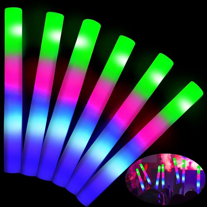 Photo 1 of 10 Pcs Giant 16 Inch Foam Glow Sticks New Years Eve Party Supplies Favors 3 Modes Color Changing Led Light Sticks Glow Batons Glow In The Dark Accessory for Birthday Wedding Carnival Christmas Party
