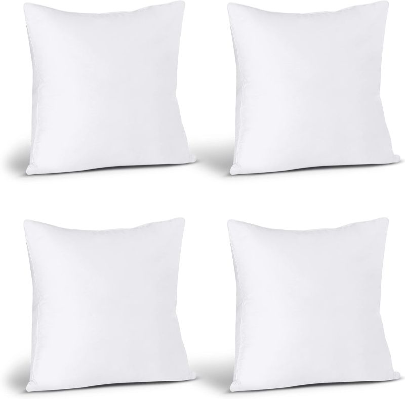 Photo 1 of (Set of 4, White), 18 x 18 Inches Pillows for Sofa, Bed and Couch Decorative Stuffer Pillows