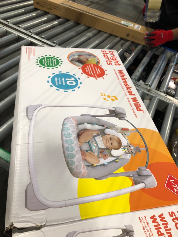 Photo 1 of Bright Starts Whimsical Wild Portable Compact Automatic Deluxe Baby Swing with Music and Taggies, Newborn and up