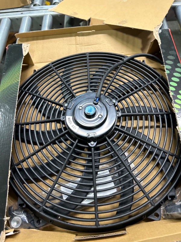 Photo 2 of 16 Inch Universal Slim Fan Push Pull Electric Radiator Cooling Fan 12V 120W with Mount Kit 16inch 120W