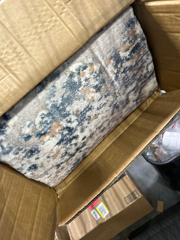 Photo 1 of Art&Tuft Washable 9x12 Area Rug, Anti-Slip Backing Abstract Area Rugs 9x12 Living Room, Stain Resistant Rugs for Living Room, Foldable Machine Washable Area Rug (TPR18-Blue, 9'x12') Tpr18-blue 9'x12'