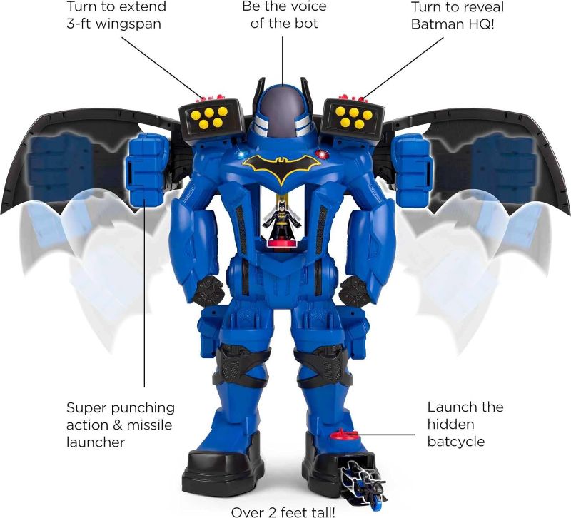 Photo 1 of Fisher-Price Imaginext DC Super Friends Batman Robot Playset, Batbot Xtreme, 30 Inches Tall with Figure & 11 Pieces for Preschool Kids Ages 3+ Years (Amazon Exclusive)