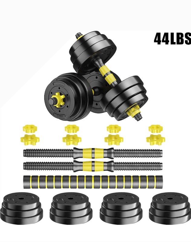 Photo 1 of Adjustable-Dumbbells-Set,Free Weights Set with Connector,Fitness Exercises for Home Gym Suitable Men/Women Yellow 44LBS