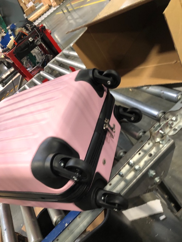 Photo 1 of Kono 19 inch Carry On Luggage Lightweight Hard Shell ABS 4 Wheel Spinner Suitcase (Pink)