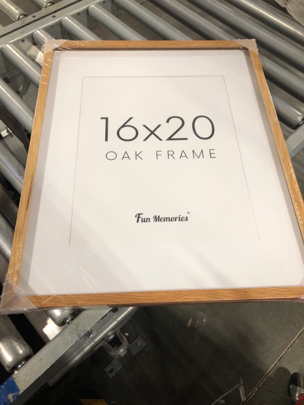 Photo 1 of 16x20 Picture Frame for Wall, Solid Oak Wood 16x20 Frame Matted to 11x14, 16"x20" Poster Frames with Real Glass, Natural Wood 20 x 16 Frames Art Frames for Wall Decor, 1 Pack
