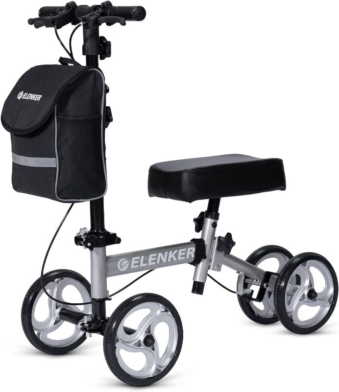 Photo 1 of 20603-1 LITELEPH Knee Scooter for Adults Adjustable Knee Walker Scooter for Leg and Foot Injuries with Reliable Braking System and Steel Bracket Black