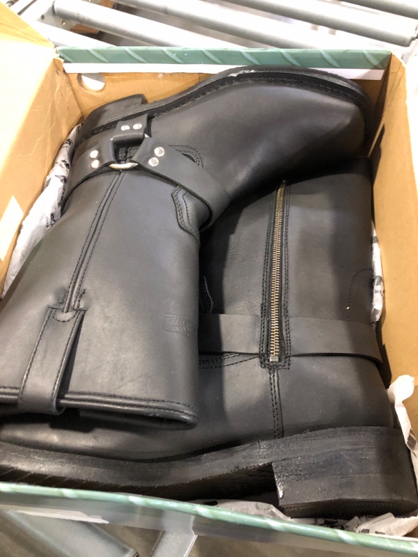 Photo 1 of 13" Motorcycle Boots for Men, Side Zipper, Oiled Leather, Goodyear Welt Construction, Biker & Riding Footwear, Durable & Weather Resistant Black 10.5