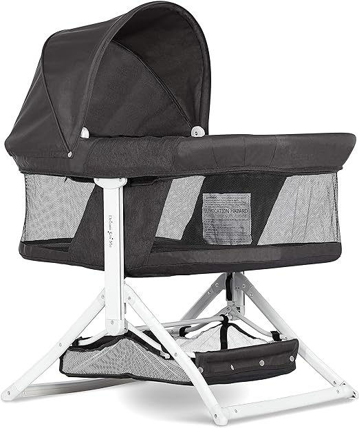 Photo 1 of Dream On Me 2-in-1 Convertible Insta Fold Bassinet and Cradle in Black, Lightweight, Portable and Easy to Fold Baby Bassinet, Adjustable Canopy, Breathable Mesh Sides, JPMA Certified