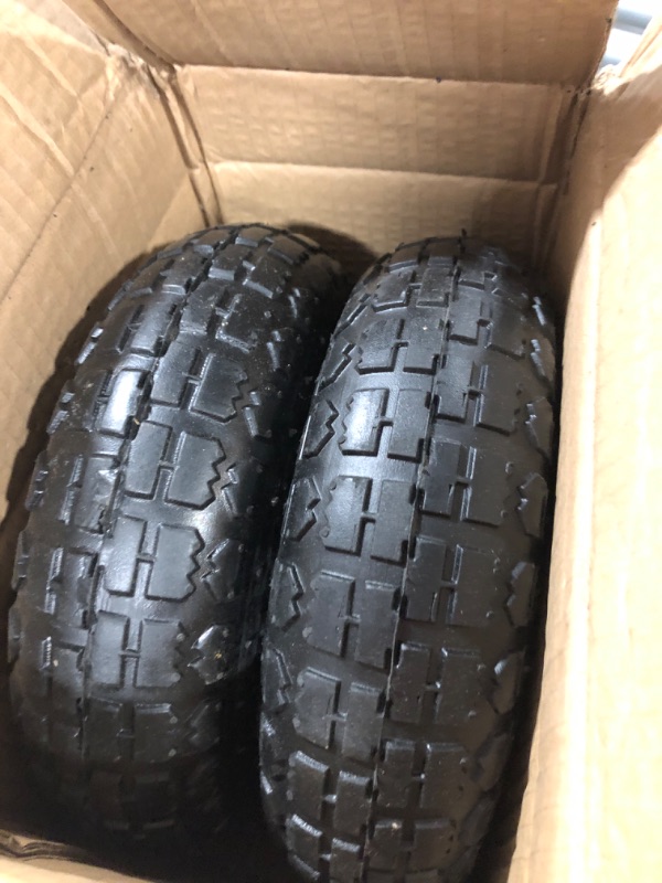 Photo 3 of 2 Pack 4.10/3.50-4" Pneumatic Air Filled Heavy-Duty Wheels/Tires,10" All Purpose Utility Wheels/Tires for Hand Truck/Gorilla Utility Cart/Garden Cart,5/8" Center Bearing,2.25" Offset Hub…