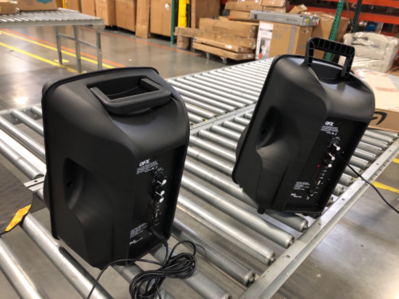 Photo 4 of PBX-800TWS 8-Inch Bluetooth Stereo PA System Comes with 2X 8 Speakers and 2X Stands, 2X Microphones, and a Remote Control