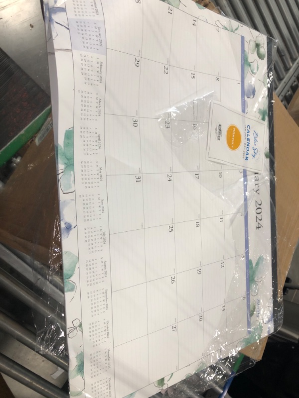 Photo 2 of Blue Sky 2024 Monthly Desk Pad Calendar, January - December, 22" x 17", Trim Tape Binding, Two-Hole Punched, Ruled Blocks, Lindley (100018-24) 22" x 17" New Version