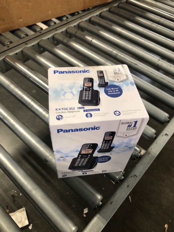 Photo 2 of Panasonic Expandable Cordless Phone System with Amber Backlit Display – 2 Handsets – KX-TGC352B (Black)