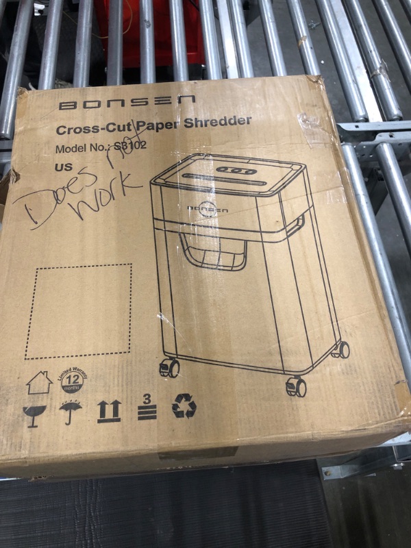 Photo 1 of BONSEN 15-Sheet Heavy Duty Paper Shredder for Office, 30-Minute Running Time Cross-Cut Shredder with 5.3-Gallon Pull Out Basket, Anti-Jam & Quiet Shredder for Home Office (S3102) 15-Sheet Cross-Cut