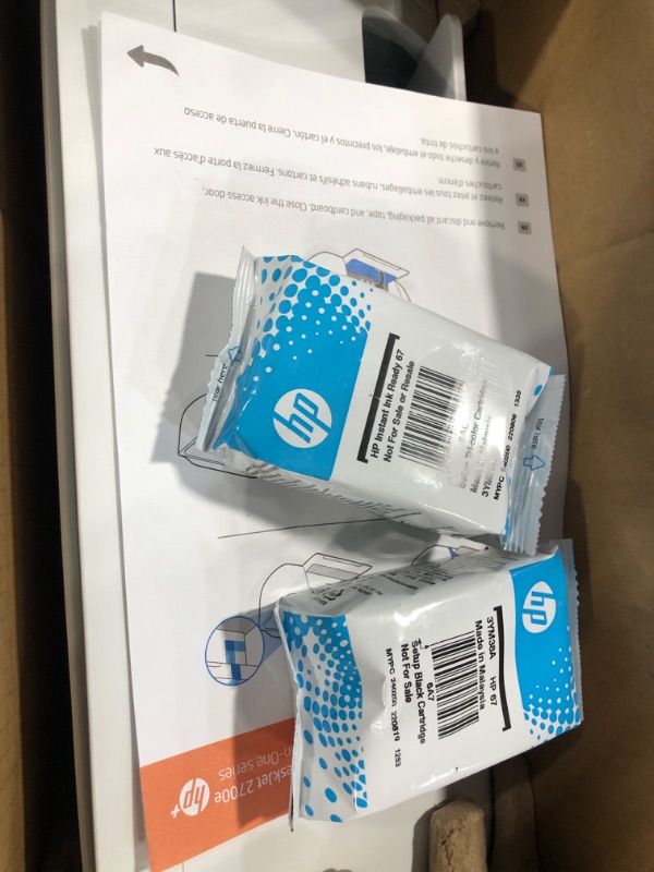 Photo 1 of HP DeskJet 2755e Wireless Color All-in-One Printer with bonus 6 months Instant Ink (26K67A), white