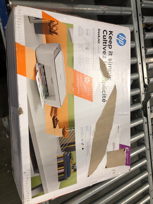 Photo 1 of HP DeskJet 2755e Wireless Color All-in-One Printer with bonus 6 months Instant Ink (26K67A), white