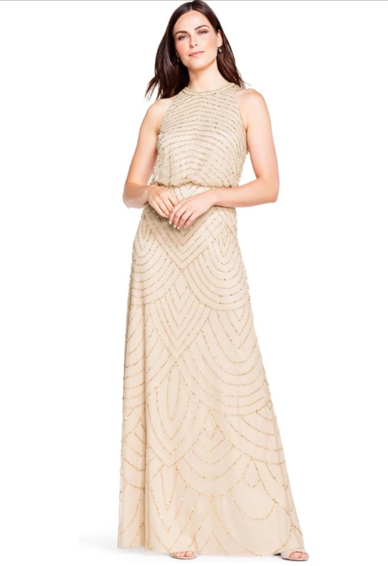 Photo 1 of Adrianna Papell Women's Halter Blouson Beaded Gown