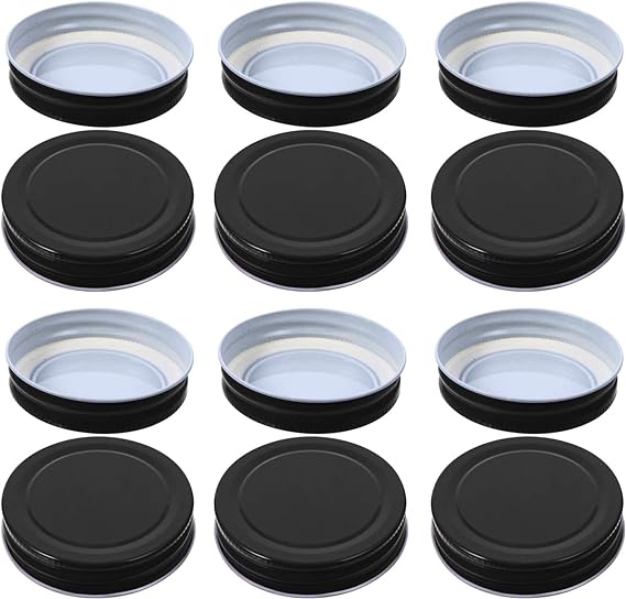 Photo 1 of 12PCS Metal Jar Lids for Mason Jar Regular Mouth, Black Jar Lids for Mason Jar 2. 75 Inch Leak Free Reusable Canning Lids for Standard Mouth Mason Jars ( Black, 70MM )