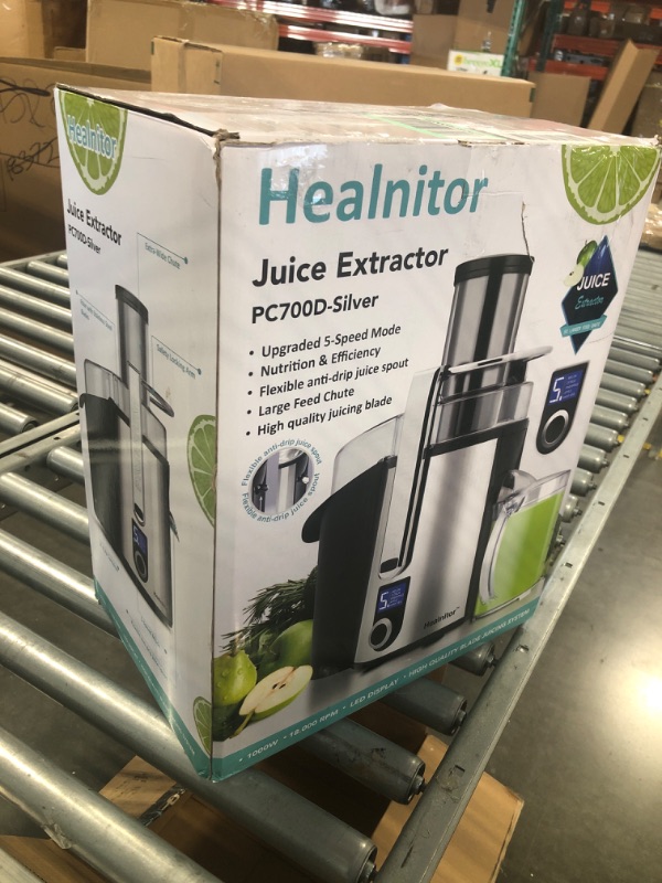 Photo 2 of 1000W 5-SPEED LCD Screen Centrifugal Juicer Machines Vegetable and Fruit, Healnitor Juice Extractor with Big Adjustable 3" Big Mouth, Easy Clean, BPA-Free, High Juice Yield, Silver