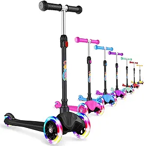 Photo 1 of BELEEV A1 Scooter for Kids Ages 2-8, 3 Wheel Scooter for Toddlers Girls Boys, PU Light-Up Wheels, 4 Adjustable Height, Lean to Steer, Non-Slip Deck, Three Wheel Kick Push Scooter for Children