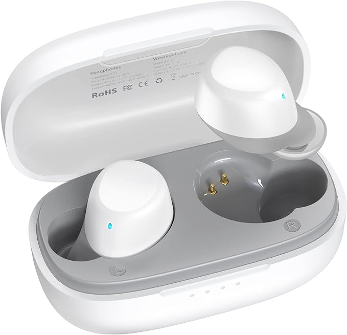 Photo 1 of TOZO A2 Mini Wireless Earbuds Bluetooth 5.3 in Ear Light-Weight Headphones Built-in Microphone, IPX5 Waterproof, Immersive Premium Sound Long Distance Connection Headset with Charging Case, White