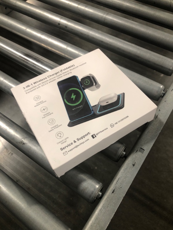 Photo 1 of Wireless Charging Station, 3 in 1 Wireless Charger Stand, Fast Wireless Charging Dock for iPhone 14/13/12/11/Pro/X/Max/XS/XR/8/Plus, for Apple Watch7/6/5/4/3/2/SE, for Airpods 3/2/Pro(White)