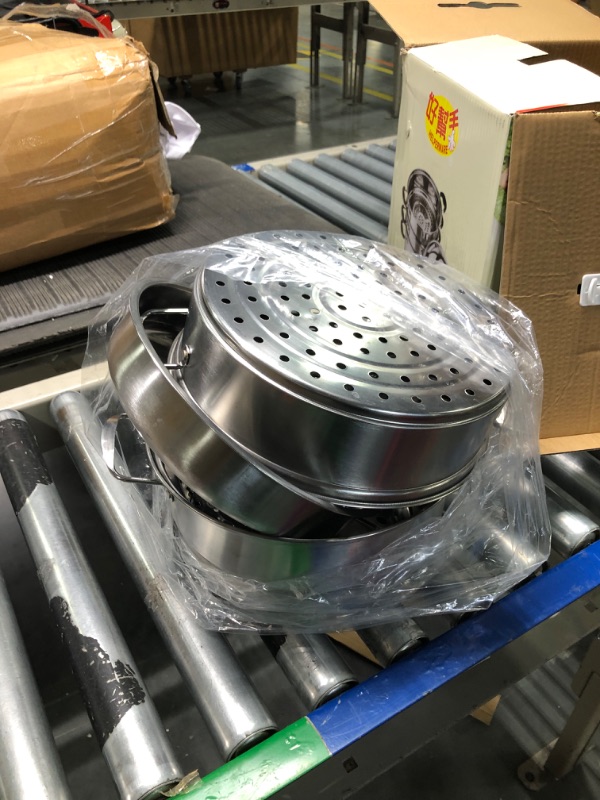 Photo 3 of 3 Tier Steamer Pot Stainless Steel Steaming Cooker with Glass Lid Induction Safe 28cm Food Steam Pots Veg Pan Dishwasher-Safe