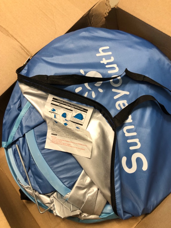 Photo 1 of Beach Tent, Sunba Youth Beach Shade, Anti UV Instant Portable Tent Sun Shelter, Pop Up Baby Beach Tent, for 2-3 Person Blue