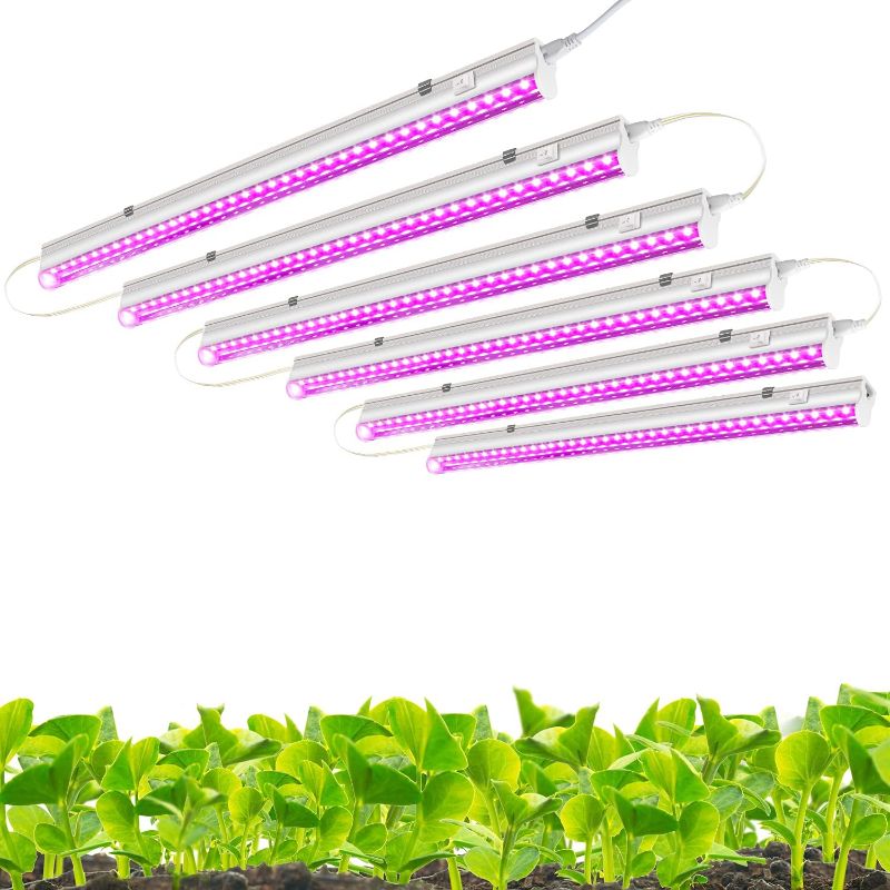 Photo 1 of [6-Pack] 5000K LED Grow Light Strips for Plants 2FT, 60W (6 x 10W) t5 High Output Integrated Fixture Full Spectrum Extendable 24 Inches Grow Lights for Greenhouse, Plant Grow Shelf, Easy Installation White 2FT