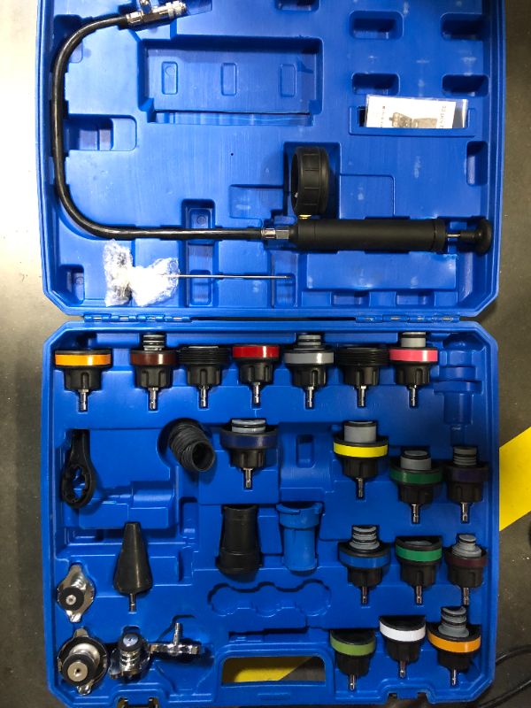 Photo 5 of ATPEAM 34PCS Coolant System Pressure Tester Kit | Radiator Pressure Tester Kit Vacuum Tester Automotive for Radiator Leak Test & Coolant Fill Purge Service for Cars Trucks