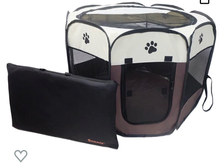 Photo 1 of Gommle Portable Pet Playpen for Small Cat Dog Puppy Rabbit,Cat Kitten Playpen Indoor Outdoor with Carrying Case,Waterproof Bottom and Removable Zipper Top (M(35.4" x35.4" x23.6"), Brown)