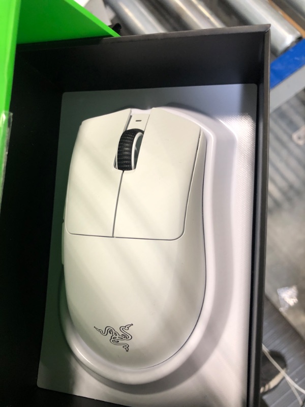 Photo 3 of Razer DeathAdder V3 Pro Wireless Gaming Mouse: 64g Ultra Lightweight - Focus Pro 30K Optical Sensor - Fast Optical Switches Gen-3 - HyperSpeed Wireless - 5 Programmable Buttons - 90 Hr Battery - White Wireless White