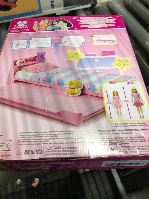 Photo 2 of Barbie My First Barbie Doll House Furniture, Bedtime Playset with Trundle Bed, Plush Puppy & Accessories, Toys for Little Kids, 13.5-inch Scale