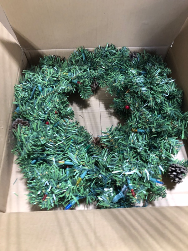 Photo 2 of 24" Pre-Lit Canadian Pine Artificial Christmas Wreath - Multi Lights