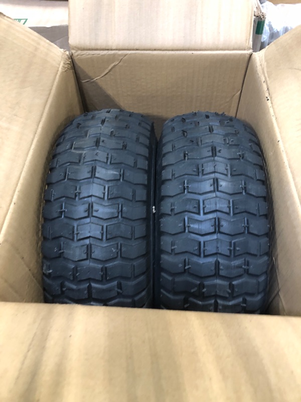 Photo 3 of 15 x 6.00-6 Tire and Wheel Set Lawn Mower Tire and Wheel Tractors Front Tire for the stock front wheels of John Deere Riding Mowers 15*6-6 Tube-with rim