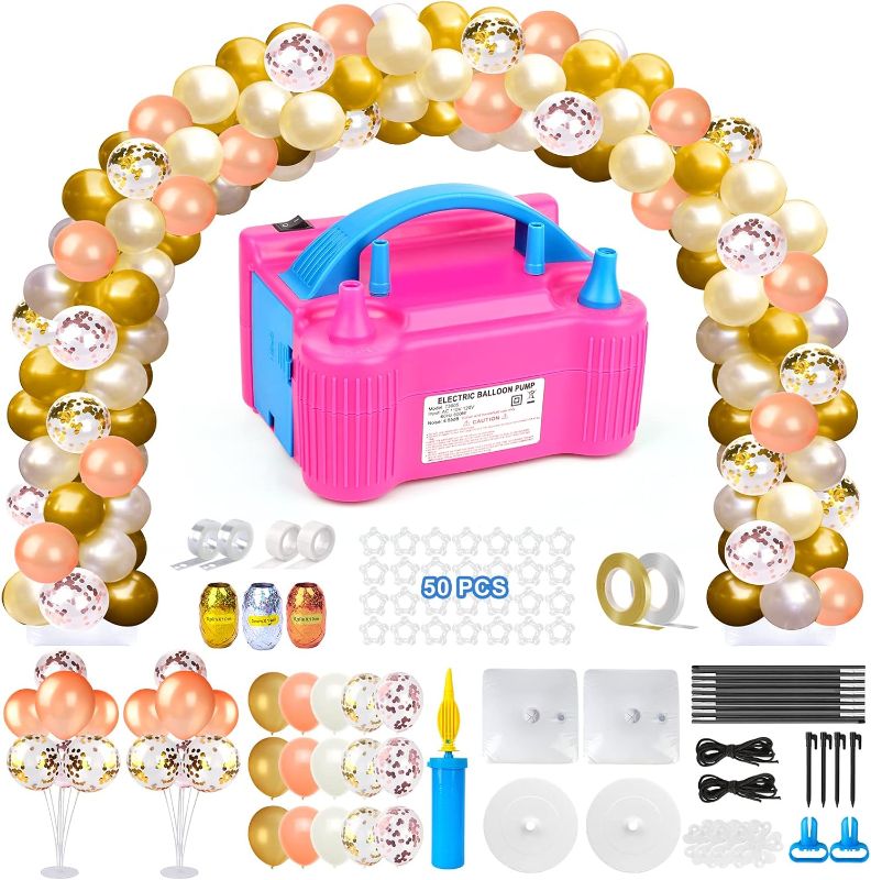 Photo 1 of Balloon Arch Kit and Balloon Pump with 120 PCS Balloons, 9Ft Tall & 10Ft Wide Adjustable Balloon Arch, Balloon Stand for Wedding Baby Shower Graduation Birthday Party Supplies Decoration