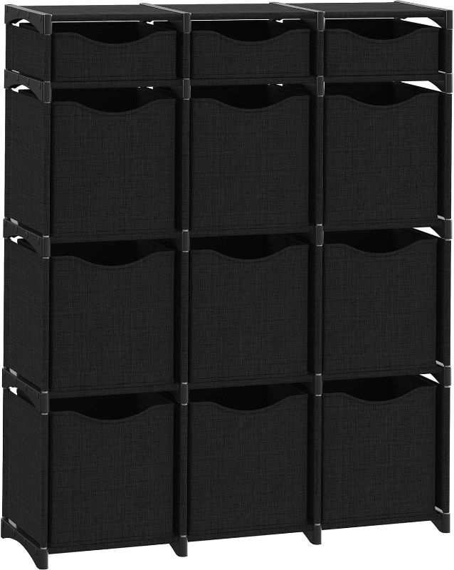 Photo 1 of 12 Cube Organizer | Set of Storage Cubes Included | DIY Cubby Organizer Bins | Cube Shelves ladder Storage Unit shelf | Closet Organizer for Bedroom, Playroom, Livingroom, Office (Black) 12 Cube - No Handles Black