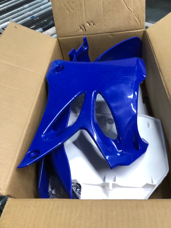 Photo 3 of waltyotur ABS Plastic Side Cover Fairing Kit Replacement for YZ85 2002-2014 Dirt Bike Blue White