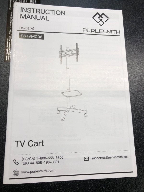 Photo 3 of PERLESMITH Mobile TV Stand for 23-60 Inch LCD LED Flat/Curved Panel Screen TVs, Tilt TV Cart Max VESA 400x400 Portable TV Stand with Laptop Shelf Rolling Floor TV Stand Holds up to 88Lbs (PSTVMC06)