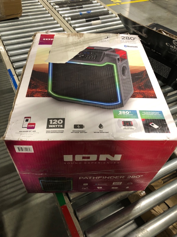 Photo 2 of ION iPA125C Pathfinder 280° 8-in. 120-Watt All-Weather Bluetooth Rechargeable Speaker with FM Radio and LED Lighting
