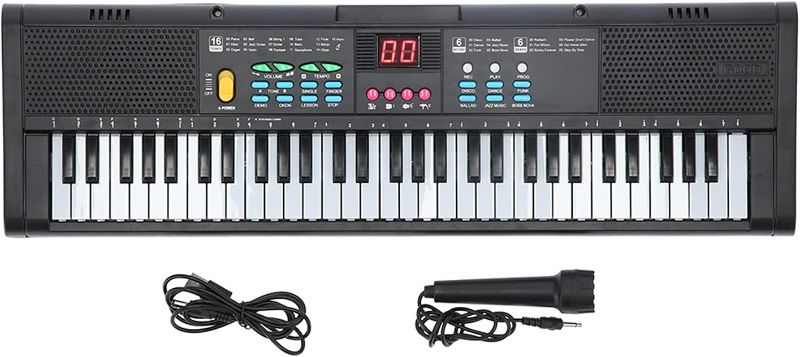 Photo 1 of 61 Keys Keyboard Piano, Electric Keyboard Piano Instrument Digital Music Piano Keyboard with Speaker and Microphone Musical Standard Keyboard Piano Kit for Beginners, Kids (MQ6186)
